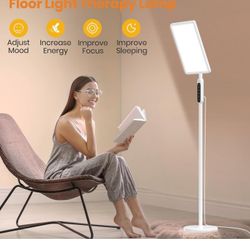 Light Therapy Lamp for Living Room, 12000LUX Full Spectrum, Remote Control/4 Color Temperature/5 Brightness/4 Timer/3 Height Standing Sunlight Floor L