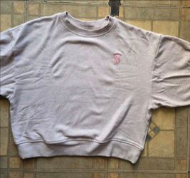 Victoria's Secret Pink cozy fleece gray crewneck sweatshirt