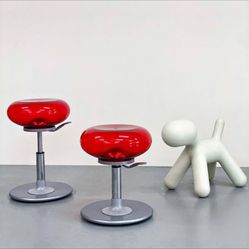 Space Age Adjustable Mambo Stools Red Lucite Bubble Seat by Delight, Italy