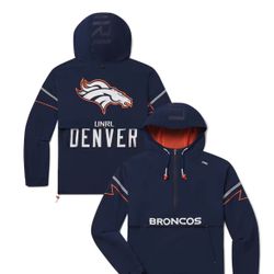 UNRL Navy Denver Broncos Half- Zip Track Jacket