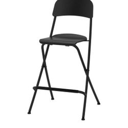 (4) four Bar stool with backrest, foldable, counter height black/black, 24 3/4 "