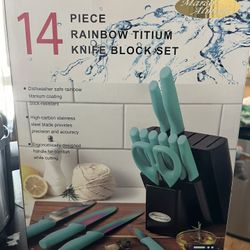 Marco Almond 14 Piece Rainbow Titium Knife Set 