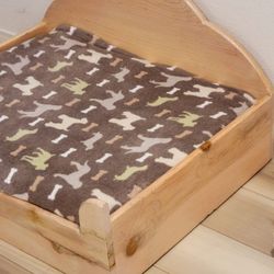 LARGE Handmade Wood Pet Bed 32"W X 18 L X 9"D 

This has a Comfy Pad Cushion Inside!  It is line with water resistant material!  