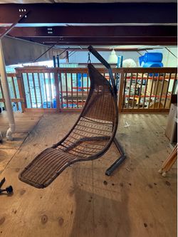 Vintage Rattan Wicker Hanging Chaise Lounge