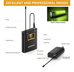2 HUUSMOT Wireless Lavalier Microphone System - Dual Lapel Mics and Mini Receiver for Crystal Clear Audio - Perfect for DSLR Camera, iPhone, Video Rec