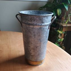 Galvanized Metal Vase, 8.5 inches