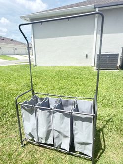 Laundry Organizer with 4 Baskets + Clothing Rack /