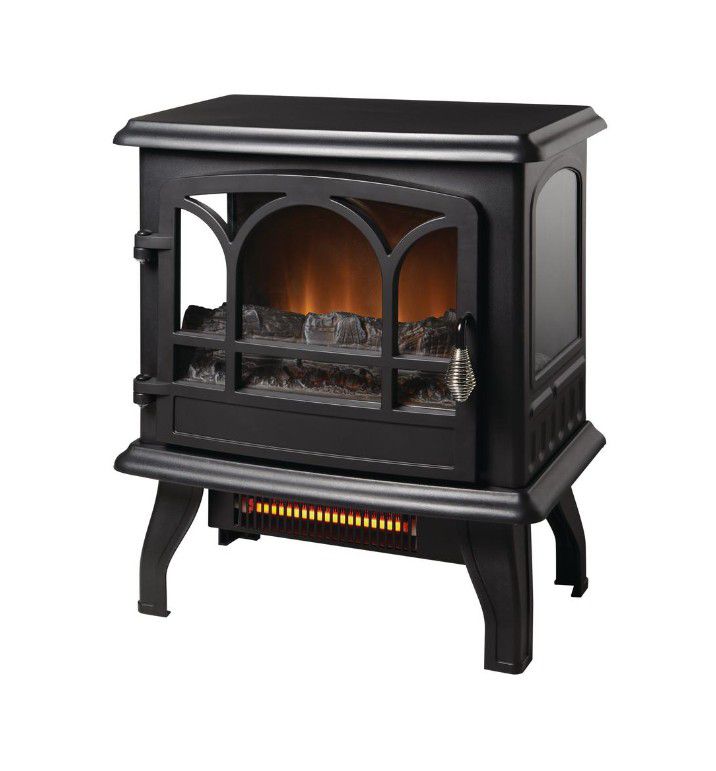 Kingham 1,000 sq. ft. Panoramic Infrared Electric Stove in Black with Electronic Thermostat - Space Heater