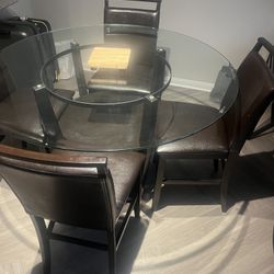 Round Glass Dining Table With 4 Chairs