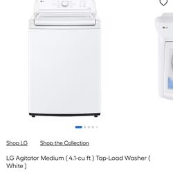 LG Agitator Medium (4.1-cu ft ) Top-Load Washer ( White) & Dryer LG 7.3-cu ft Vented Electric Dryer (White
