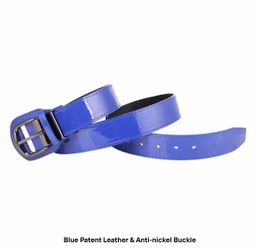 Leather Baseball Belt Patent Blue Adult Waist Size 30-42 Brand New