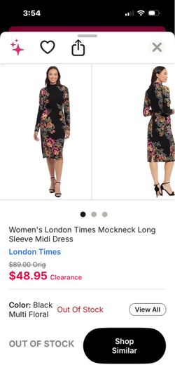 $30 London Times Mockneck Long Sleeve Midi Dress