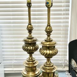 Pr Mid Century Stiffel Brass Lamps