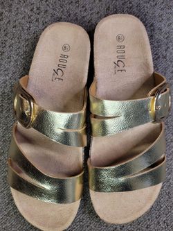 Rouge Gold Metallic Slide Sandals Size 8