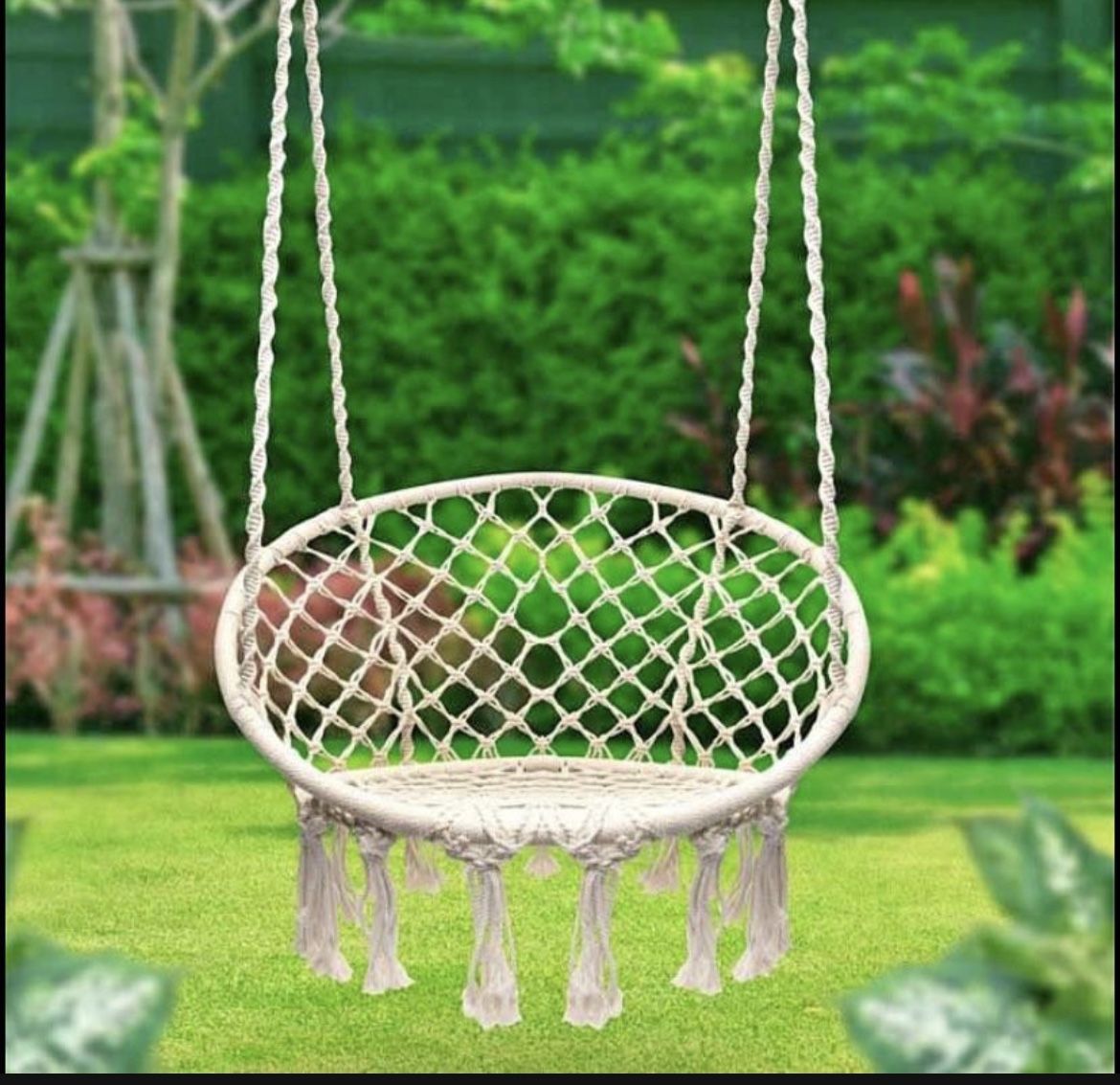 Hanging Cotton Rope Macrame Hammock Chair Swing Outdoor Home Garden 300lbs