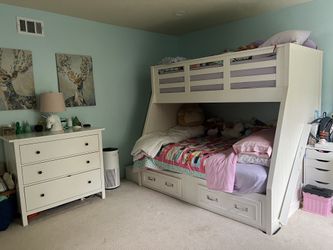 Pottery Barn Twin over full stair bunk bed