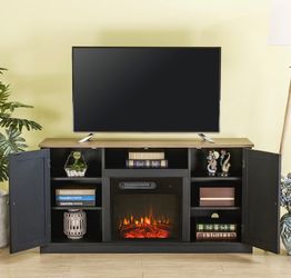 54 in. Charcoal TV Stand for TVs up to 60 in. with Electric Fireplace