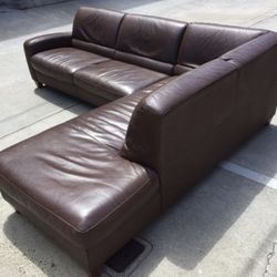 Natuzzi’s Italian Leather 2pc 111” by 89”  Designer Sectional Sofa with RAF Chaise