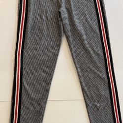 Women’s Forever 21 Black Grey Plaid Pants w/side stripes Sz M