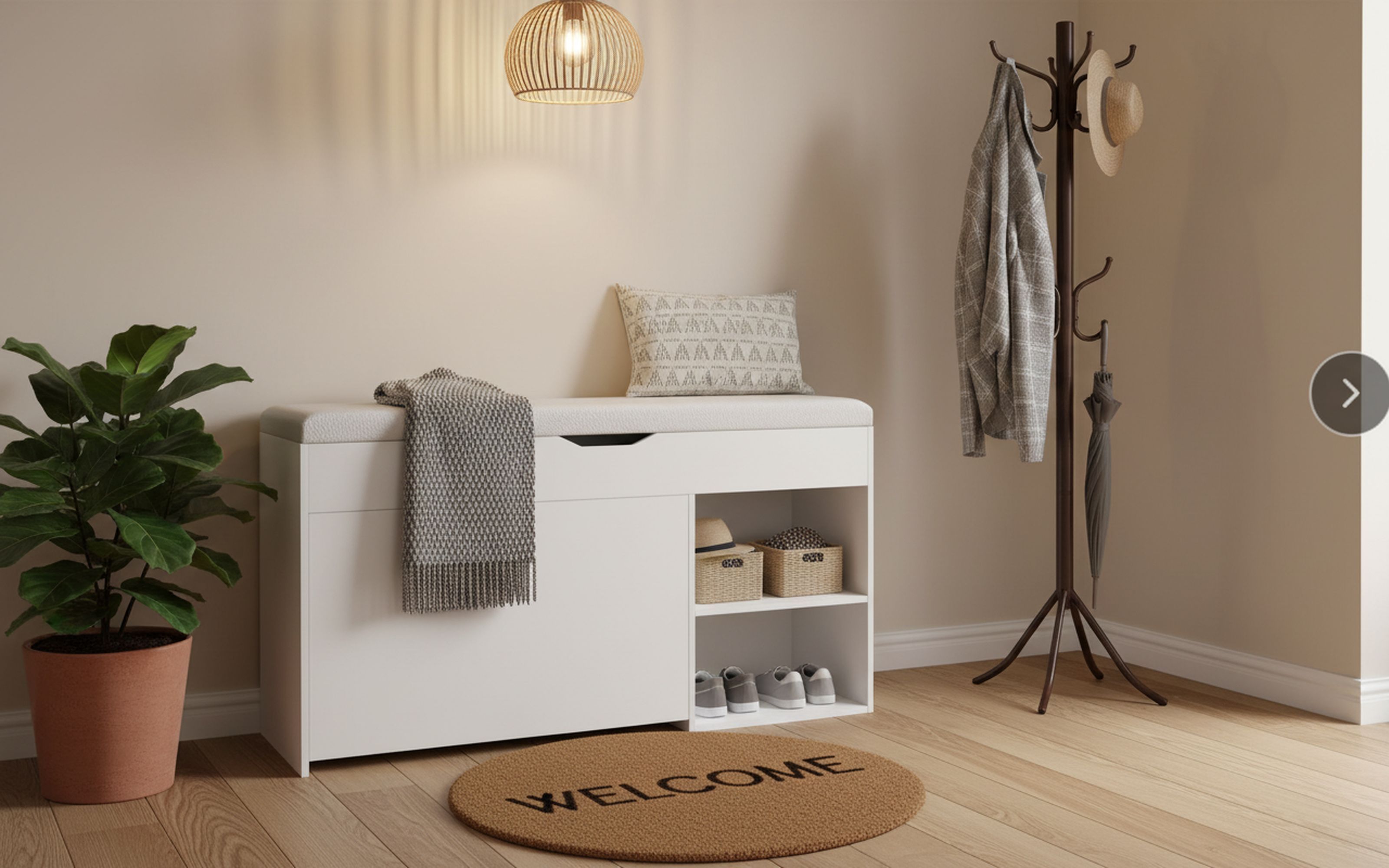 Homy Casa · Modern 39″ Entryway Storage Bench · Flip-Up Shoe Cabinet