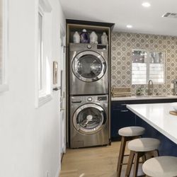 LG 4.5 Ultra Large Smart Washer & 7.4 Gas Dryer w/TrueSteam - WiFi Enabled - Stackable Graphite Stainless Steel