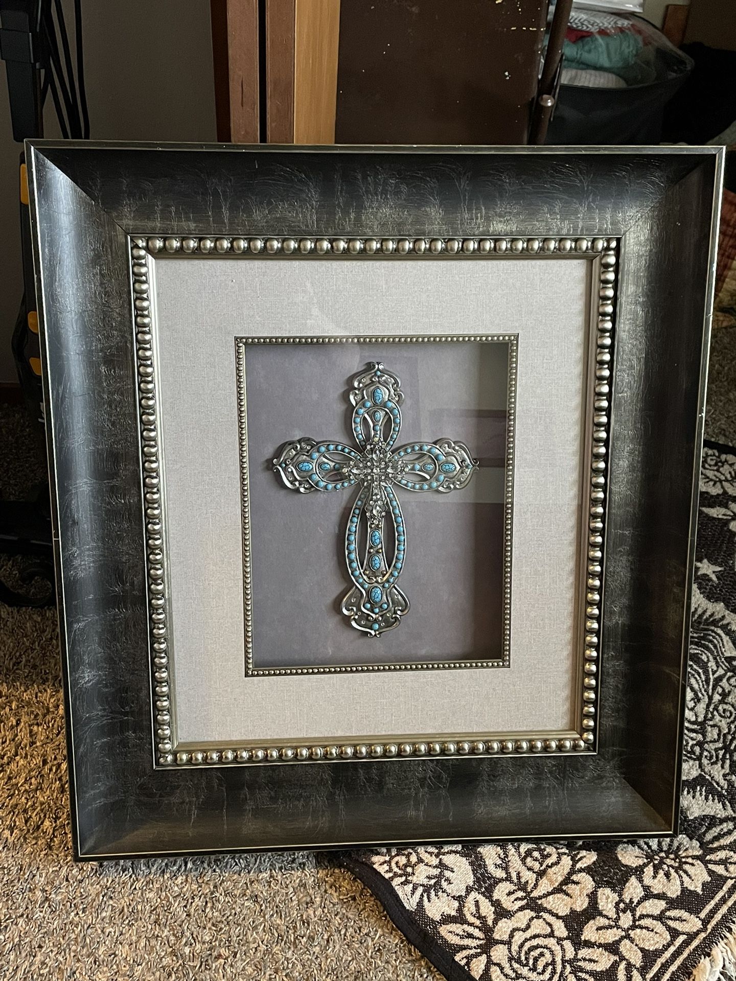 Framed Turquoise Crucifix