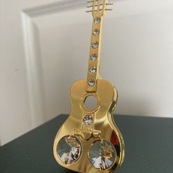Gold-plated Guitar Figurine With Swarovski Crystals