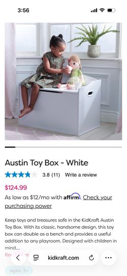 Brand new in box White Wooden Toy Box