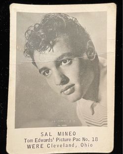 Vintage Sal Mineo photo card; 1950s WERE Cleveland giveaway