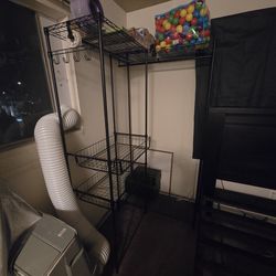 Modern Metal Clothing Rack with Shelfs Adjustable