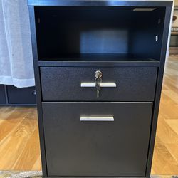 Black File Cabinet With Locked Drawer 26”H x 16”W x 16”D