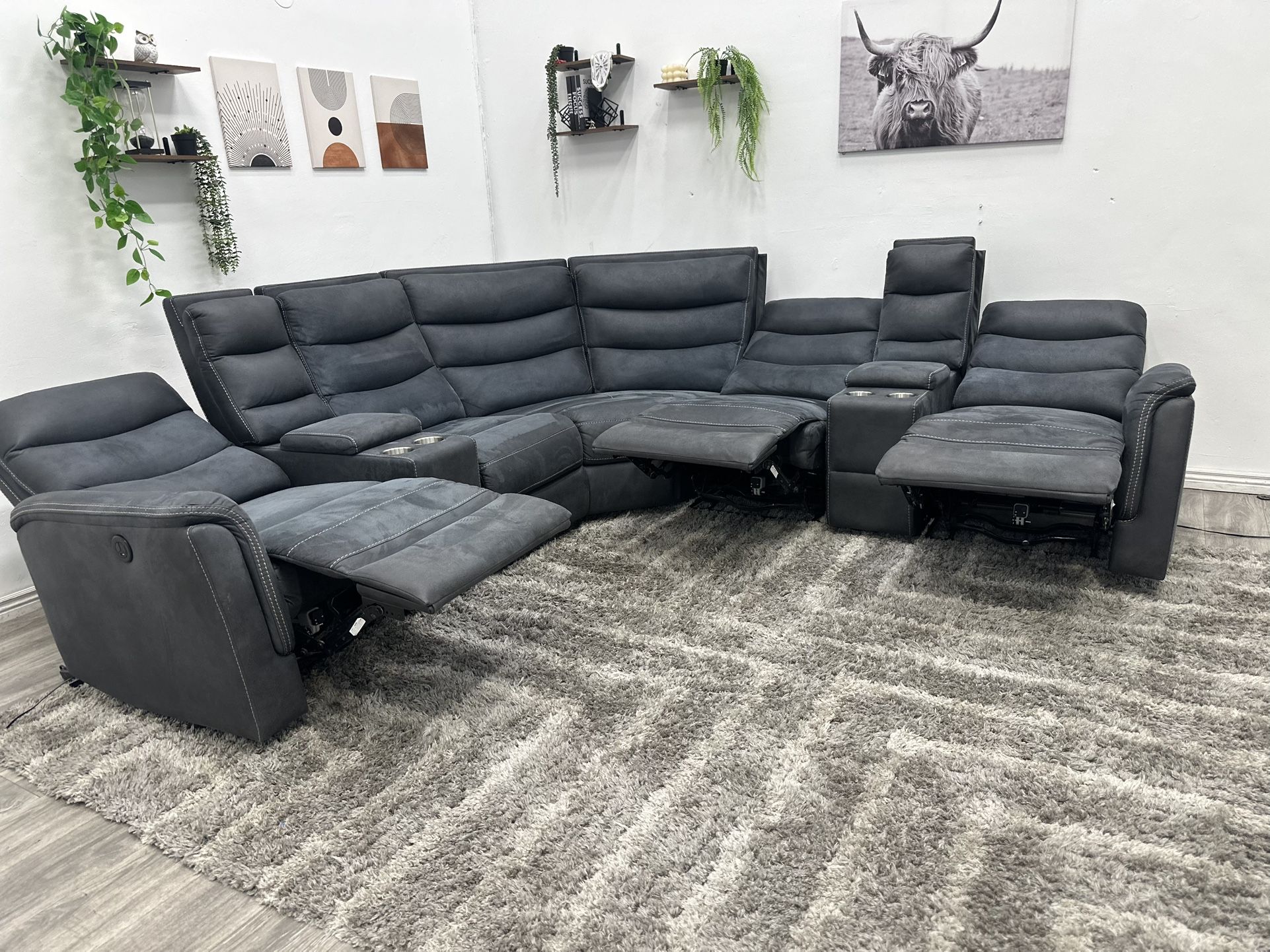 Navy Recliner Couch - Free Delivery