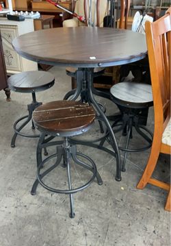 5pc Dining Set Table And Stools Adjustable Height