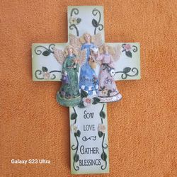 Decorative Angel Cross Wall Plaque