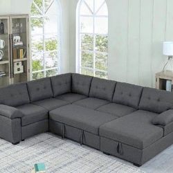 Modern L sectional 7 seater couch sofa with pull out bed and storage new factory sealed boxes sillon 