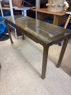Asian-Style Console Table with Glass Top