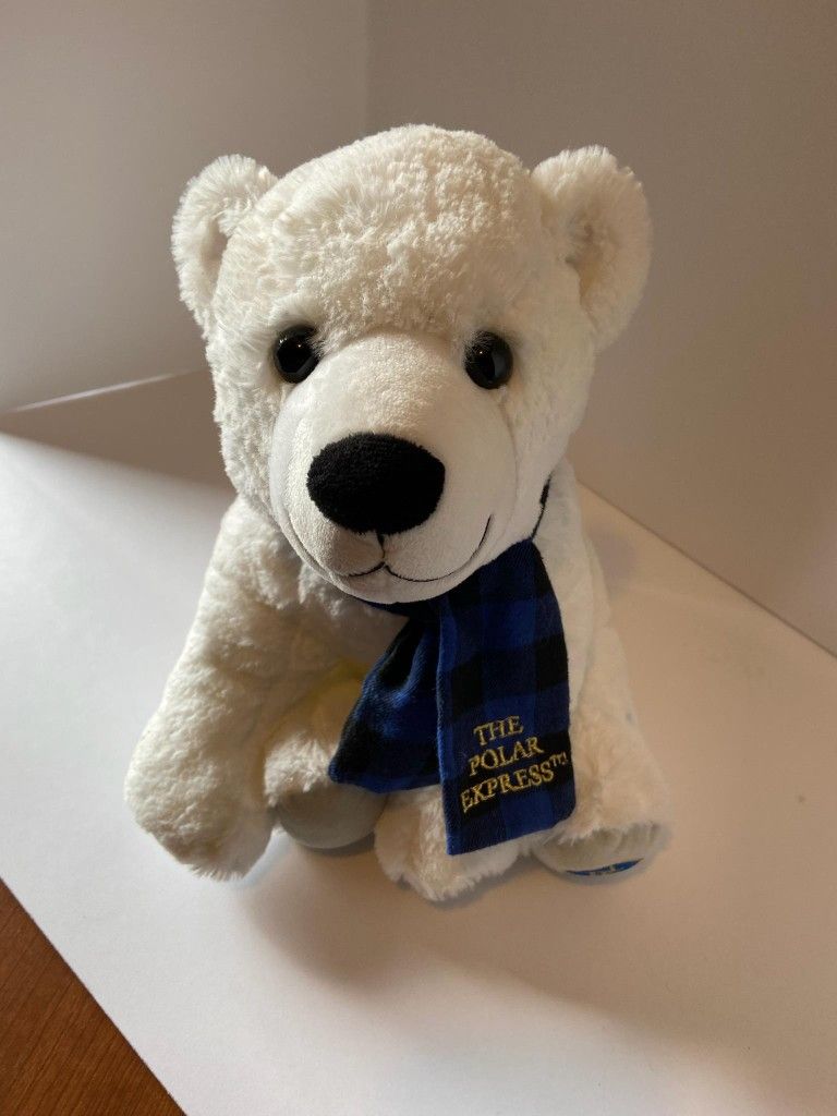 The Polar Express 12" White Polar Bear W/ Scarf.

￼