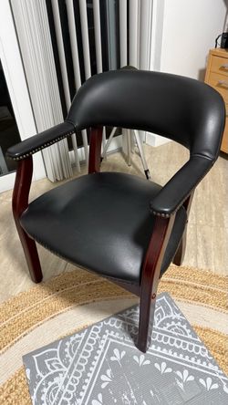 Black Accent Armchair with Wood Frame – Office or Living Room