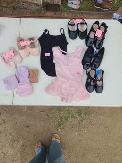 Girls Dance Leatard And Shoes Ballet Slipper Stockings 