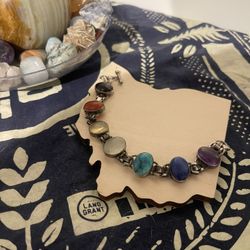 🌈 Natural Stone Chakra Bracelet – Sterling Silver Setting – $50 OBO