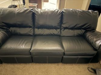 Black faux leather 3 seat reclining couch