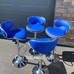 New 4 Blue Bar Stools 