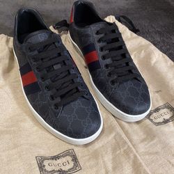 Navy Blue Gucci Men’s Ace Gf Supreme Sneakers