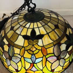 Vintage Tiffany Style Hanging Lamp – 3-Light Stained  , 20” Wide