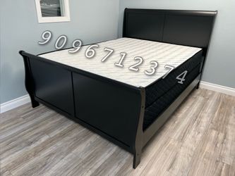 Queen size black Louis Phillips bed with orthopedic mattress included