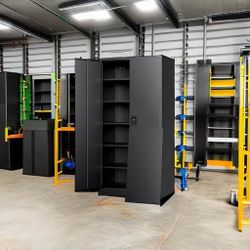 Yizosh Metal Garage Storage Cabinet with Lock, 71" Locking Tool Cabinet with 2 Doors and 4 Shelves, Tall Steel Cabinet for Garage, Heavy Duty File Cab