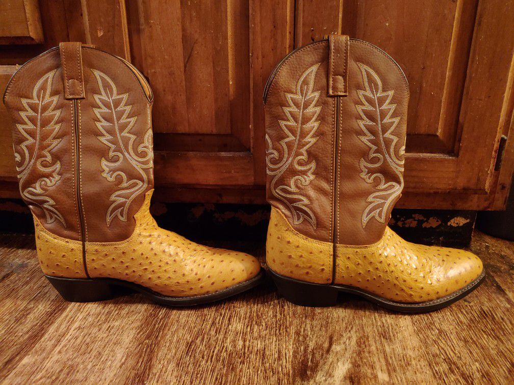 Laredo Men's Ostrich Pattern Brown Cowboy Boots size 11 D