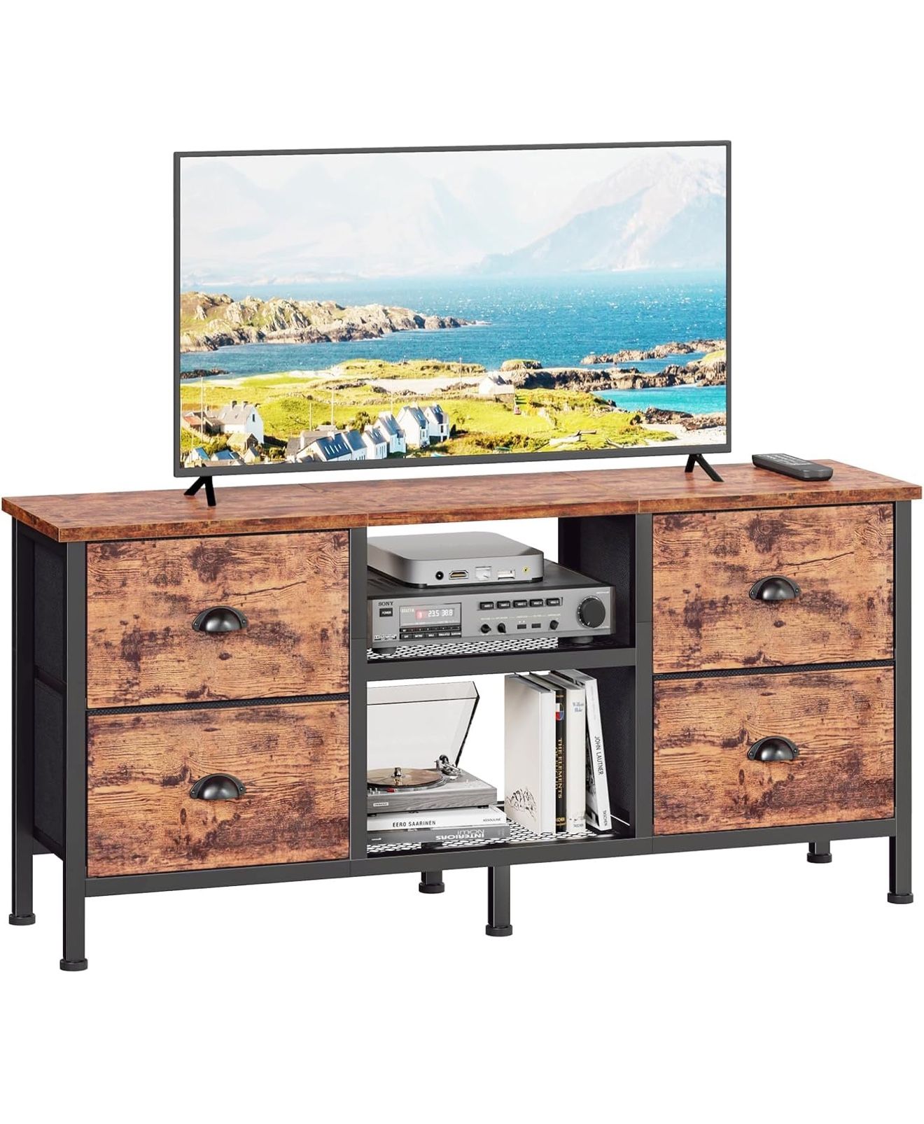 Furologee TV Stand Dresser with 4 Drawers