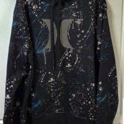 HURLEY SPLATTER PRINT LIMITED EDITION MEN'S THICK HOODIE SWEATER SIZE LARGE BLACK STANDARD FIT BRAND NEW WITH TAGS CHECK OUT THE REST OF MY OFFERS. 