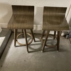 Set of 2 Counter Height Mid Century Modern Design Bar Stools